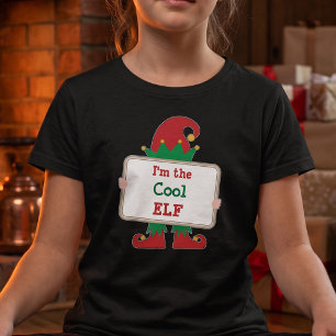 Girls Custom Message Cool Elf Family Matching T-Shirt
