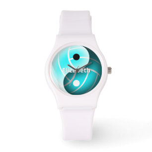 girls custom yin and yang turquoise volleyball watch