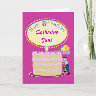 Girls Cute 8th Birthday Personalized It Card