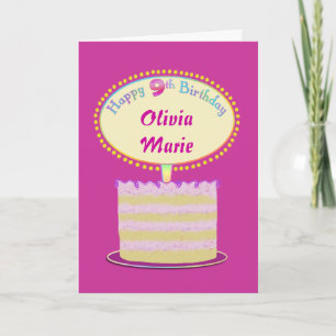 Girls Cute 9th Birthday Personalise It Card