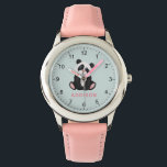 Girls Cute and Minimalist Panda Bear Kids Watch<br><div class="desc">This cute and fun kids watch features a whimsical jungle panda bear illustration. The watch provides areas for you to add your girl’s name in a minimalist and modern pink font. Perfect for any panda lover.</div>