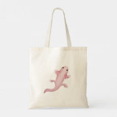 Girls Cute and Modern Pink Axolotl and Name Kids Tote Bag (Back)