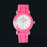 Girls Cute and Modern Pink Rainbow & Name Kids Watch<br><div class="desc">This cute and modern kids watch features a gorgeous boho rainbow cartoon,  and can be personalised with your girls name. With clear,  easily readable numbers,  this 'first' watch is great for a child or toddler just starting out on learning the time. The perfect design for your little one!</div>