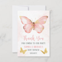 Girls Cute Blush Pink Butterfly Baby Shower Party
