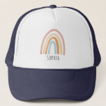 Girls Cute Boho Pink Watercolor Rainbow Trucker Hat<br><div class="desc">This cute boho kids trucker hat design features a pastle pink watercolor rainbow illustration and can be personalised with your girls name. Perfect for rainbow-loving children.</div>