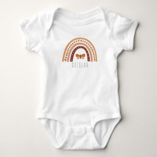 Girls Cute Boho Rainbow Butterfly Personalised Baby Bodysuit