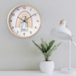 Girls Cute Boho Watercolor Rainbow and Name Clock<br><div class="desc">This cute boho kids clock features a neutral watercolor rainbow and can be personalised with your girls name. With clear,  easily readable numbers,  this 'first' watch is great for a child or toddler just starting out on learning the time. The perfect pink rainbow design for your little one!</div>