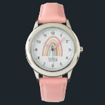 Girls Cute Boho Watercolor Rainbow and Name Watch<br><div class="desc">This cute boho kids watch features a neutral watercolor rainbow and can be personalised with your girls name. With clear,  easily readable numbers,  this 'first' watch is great for a child or toddler just starting out on learning the time. The perfect pink rainbow design for your little one!</div>