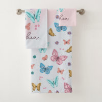 Girls Cute Butterfly Kids Pink Monogram