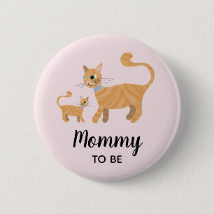 Girls Cute Cat Cartoon Mommy to Be Baby Shower 6 Cm Round Badge