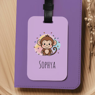 Girls Cute Colourful Monkey Kids Luggage Tag