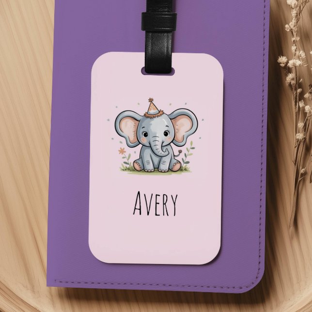 Girls Cute Elephant Kids Luggage Tag (Creator Uploaded)
