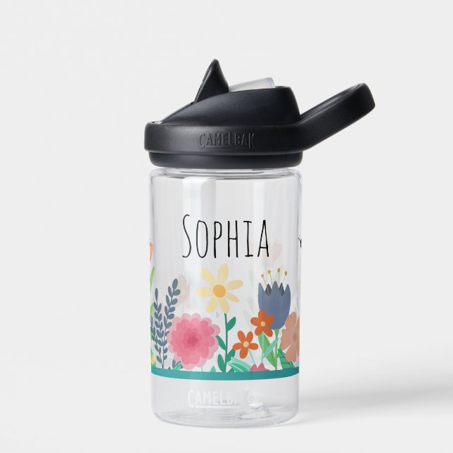 Girls Cute Floral Bee Kids School Water Bottle (Left)