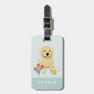 Girls Cute Floral Dog Kids Travel Luggage Tag