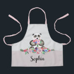Girls Cute Floral Panda Bear and Flowers Kids Apron<br><div class="desc">This cute floral kids apron design features a simple,  beautiful,  hand-painted panda bear holding a bunch of flowers. This watercolor design also features a place for you to add your girls name. The perfect girly gift for any panda lover!</div>