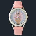 Girls Cute Floral Watercolor Rabbit and Name Kids Watch<br><div class="desc">This cute and girly kid's watch features a beautiful,  hand painted bunny brown rabbit with a gorgeous wreath of flowers in her hair. This floral watercolor design also features a place for you to add your girl's name in elegant typography. Perfect for any kid's first watch!</div>