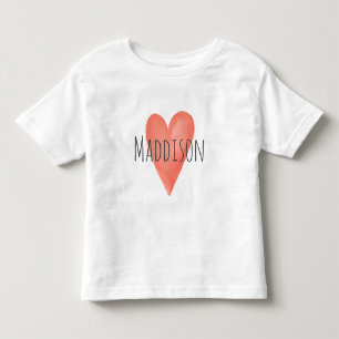 Girls Cute Girly Pink Watercolor Heart Toddler T-Shirt