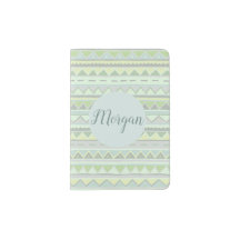 Girls Cute Green Tribal Zigzag Pattern with Name