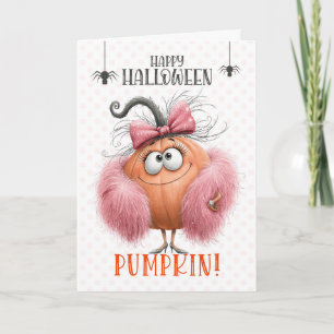 Girl's Cute Halloween Pumpkin Humour Holiday Card
