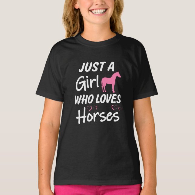 Girls Cute Horse Riding Shirt Kids Horses Gift (Front)