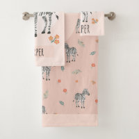 Girls Cute Jungle Safari Animals Zebra & Name