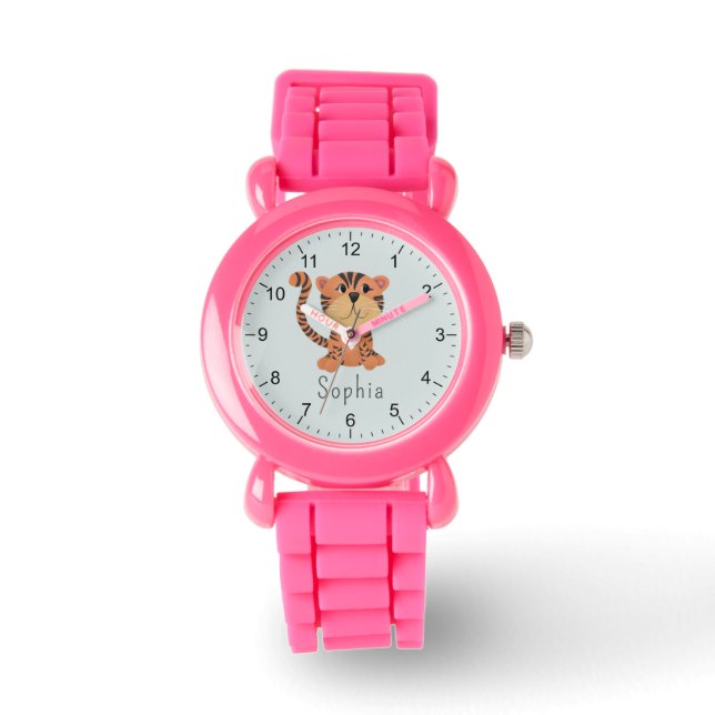 Girls Cute Jungle Tiger Kids Watch (Front)