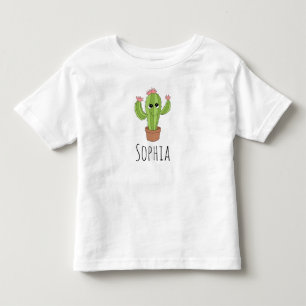 Girls Cute Kawaii Cactus Plant and Name Toddler T-Shirt