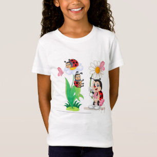 Girls' Cute Ladybug Floral T-Shirt