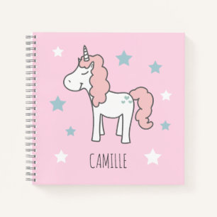 Girls Cute Magical Pink Unicorn Kids School Notebook