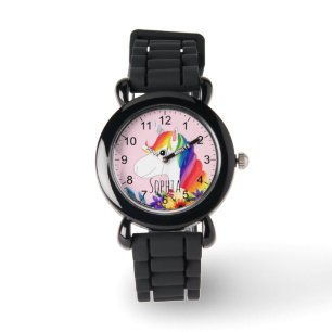 Girls Cute Magical Rainbow Unicorn and Name Kids Watch