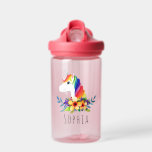 Girls Cute Magical Rainbow Unicorn Kids Water Bottle<br><div class="desc">This whimsical and cute kids water bottle design features a magical rainbow unicorn with watercolor flowers,  with room for you to add your girls name in beautiful typography. The perfect girly floral botanical back-to-school gift for your child,  perfect for preschool or kindergarten.</div>
