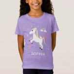 Girls Cute Magical Unicorn Kids Birthday T-Shirt<br><div class="desc">This cute and magical kids t-shirt design features a unicorn with a rainbow,  heart,  planet,  princess crown and stars,  and can be personalised with your girls name. The perfect gift for any unicorn lover.</div>
