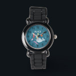 Girls Cute Modern Rainbow Narwhal and Name Kids Watch<br><div class="desc">This modern and cute kids' watch features a hand drawn rainbow narwhal cartoon, along with a jellyfish, starfish, seaweed and shells. This lovely colourful design also features a place for you to add your girl's name. With clear, easily readable numbers, this 'first' watch is great for those just starting out...</div>