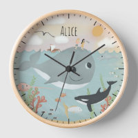 Girls Cute Ocean Whale Illustration Kids Nursery