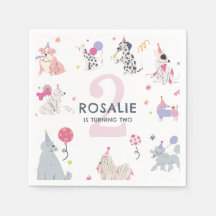 Girls Cute Pastel Dog Let's Pawty Birthday