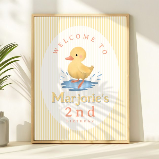 Girls Cute Pastel Duckling Birthday Welcome Sign (Creator Uploaded)