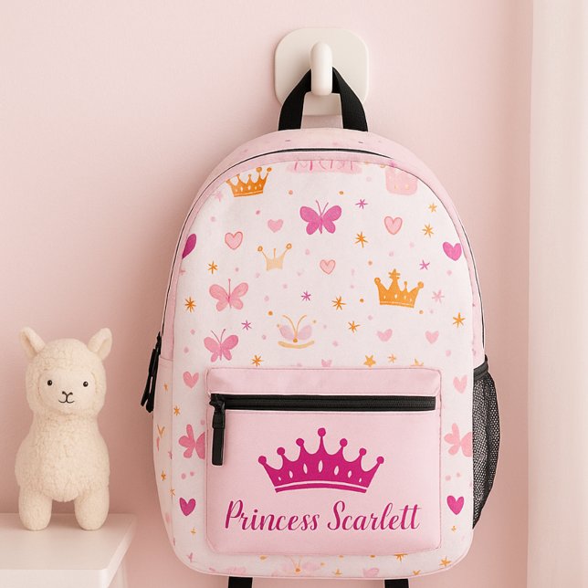 Girls Cute Personalised Princess Crown Backpack (Creator Uploaded)
