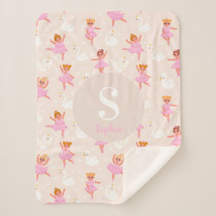 Girls Cute Pink Ballet Dancer Swan Baby Blanket