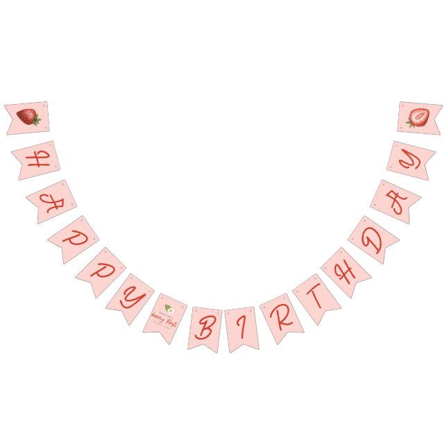 Girls Cute Pink Berry First Birthday Bunting (All)