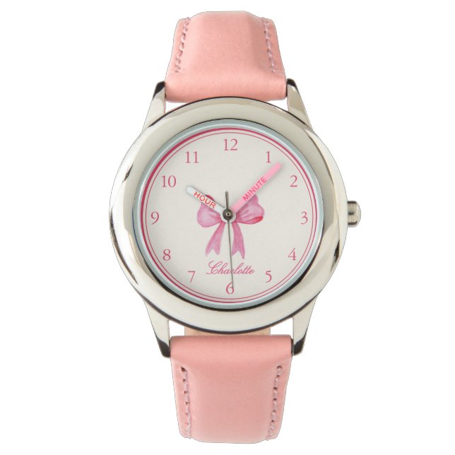 Girls Cute Pink Bow Watch (Front)