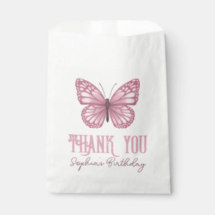 Girls Cute Pink Butterfly Kids Birthday Thank You Favour Bags