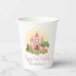 Girls Cute Pink Fairytale Princess Birthday Paper Cups