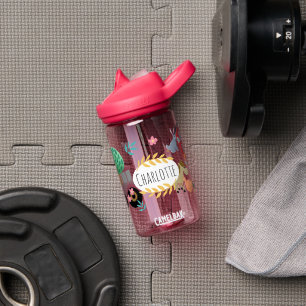 Girls Cute Pink Farm Tractor Kids School Water Bottle
