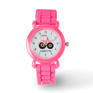 Girls Cute Pink Farm Tractor Kids Watch