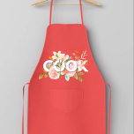 Girls Cute Pink Floral COOK Apron<br><div class="desc">Cute Gift for girls , cute floral Cook written with sweet light pink background and white text . You can customise the name with your on . A lovely feminine choice in aprons, this design features a f watercolor wildflowers in soft pastel hues of pink, periwinkle blue, off-white and yellow...</div>