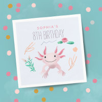Girls Cute Pink Kawaii Axolotl 8th Birthday