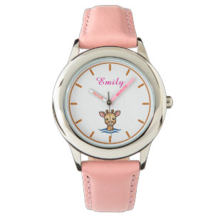 Girls Cute Pink Kids Giraffe Watch