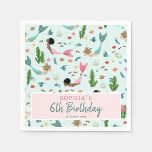Girls Cute Pink Magical Under the Sea Birthday Napkin
