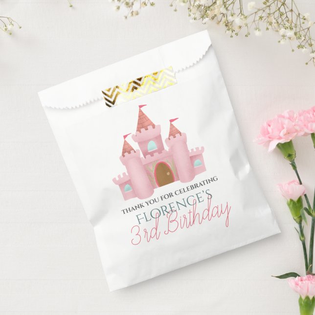 Girls Cute Pink Princess Castle Kids Birthday Favour Bags (Sealed)