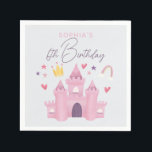 Girls Cute Pink Princess Palace Kids 6th Birthday Napkin<br><div class="desc">This cute girls Birthday napkin design features a pink palace with stars and hearts, and a princess crown. The napkin provides areas for you to add a name and age in an elegant script. Perfect for any whimsical princess lover's birthday, great for a 6th birthday, but fully customisable to cater...</div>